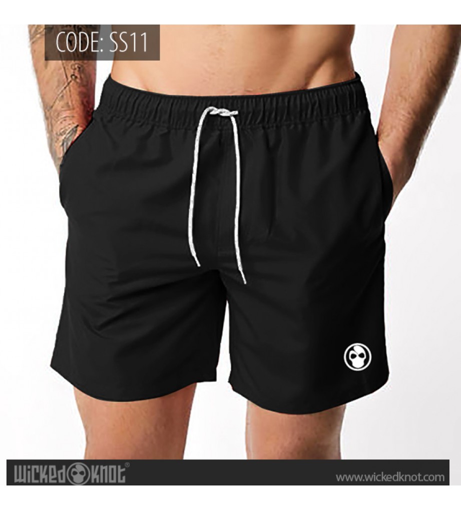 Black Branded Swimming Shorts